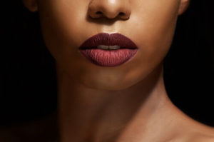 Close-up of a woman's face after a lip lift